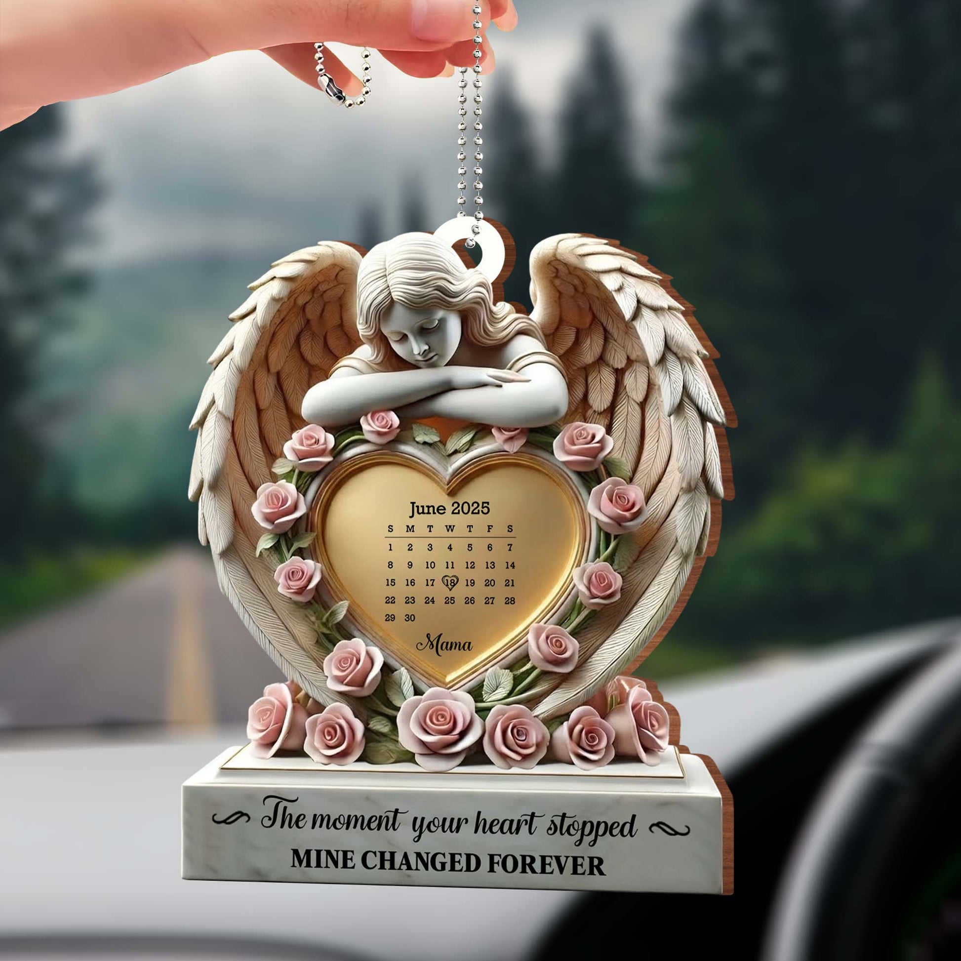 The Moment Your Heart Stopped, Angel & Roses Ornament