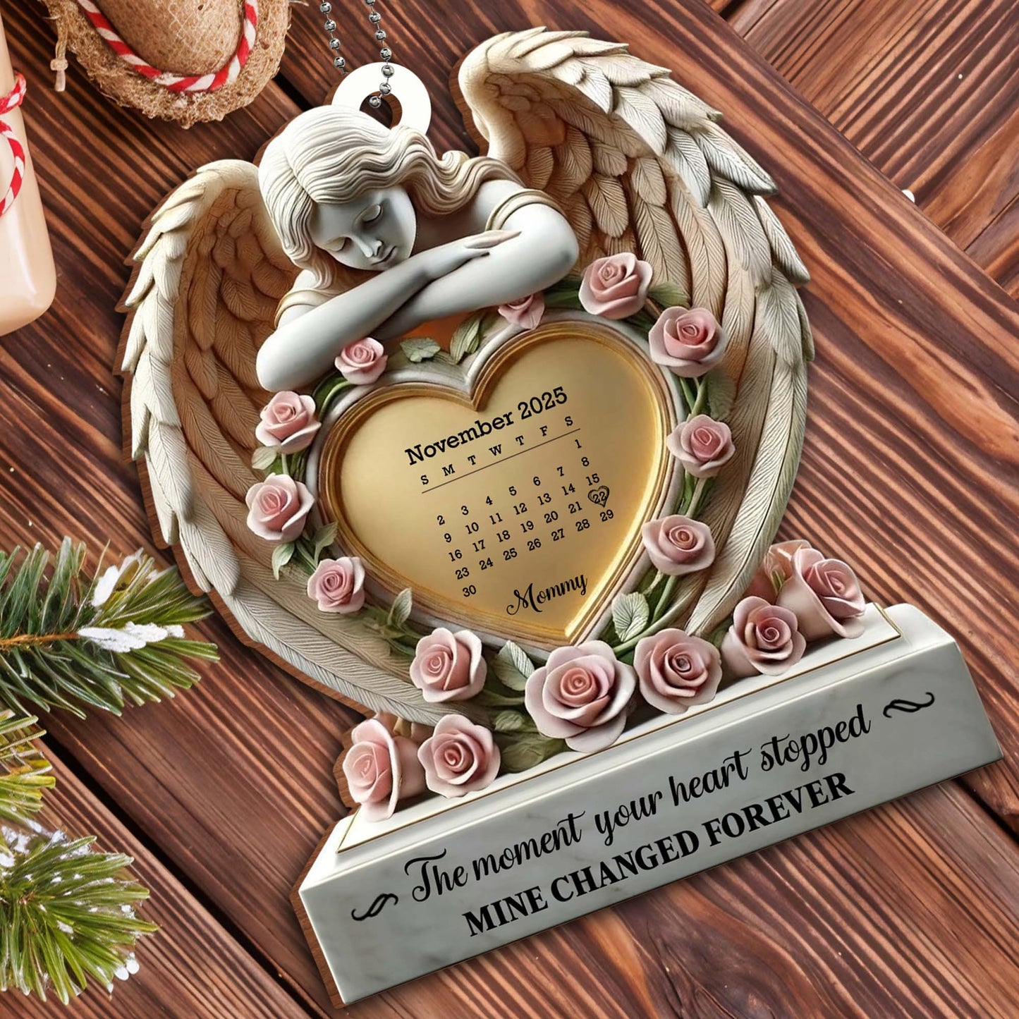 The Moment Your Heart Stopped, Angel & Roses Ornament