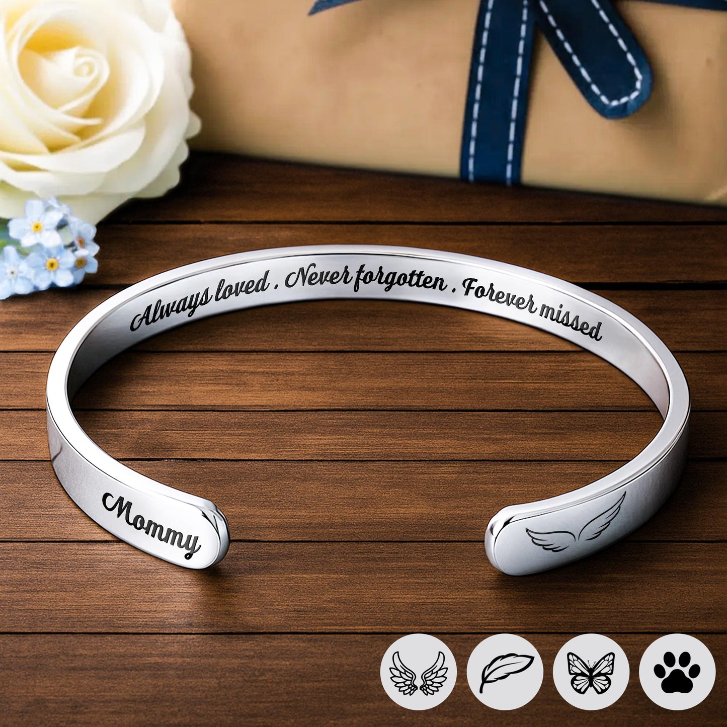 Always Loved, Angel Wings Memorial Bracelet
