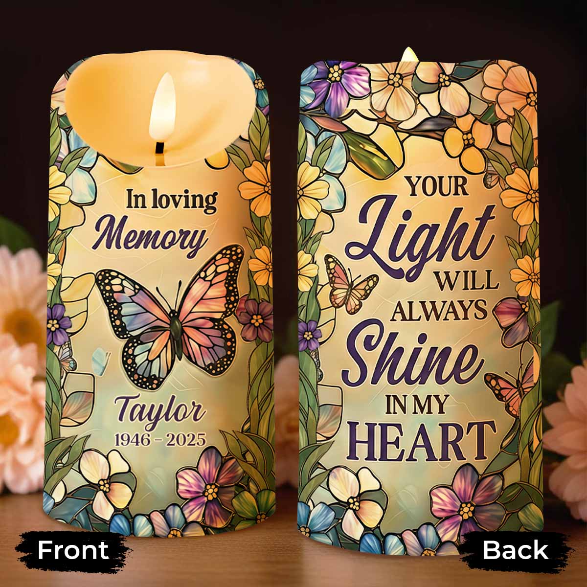In Loving Memory Your Light Will Always Shine In My Heart Butterfly Flower