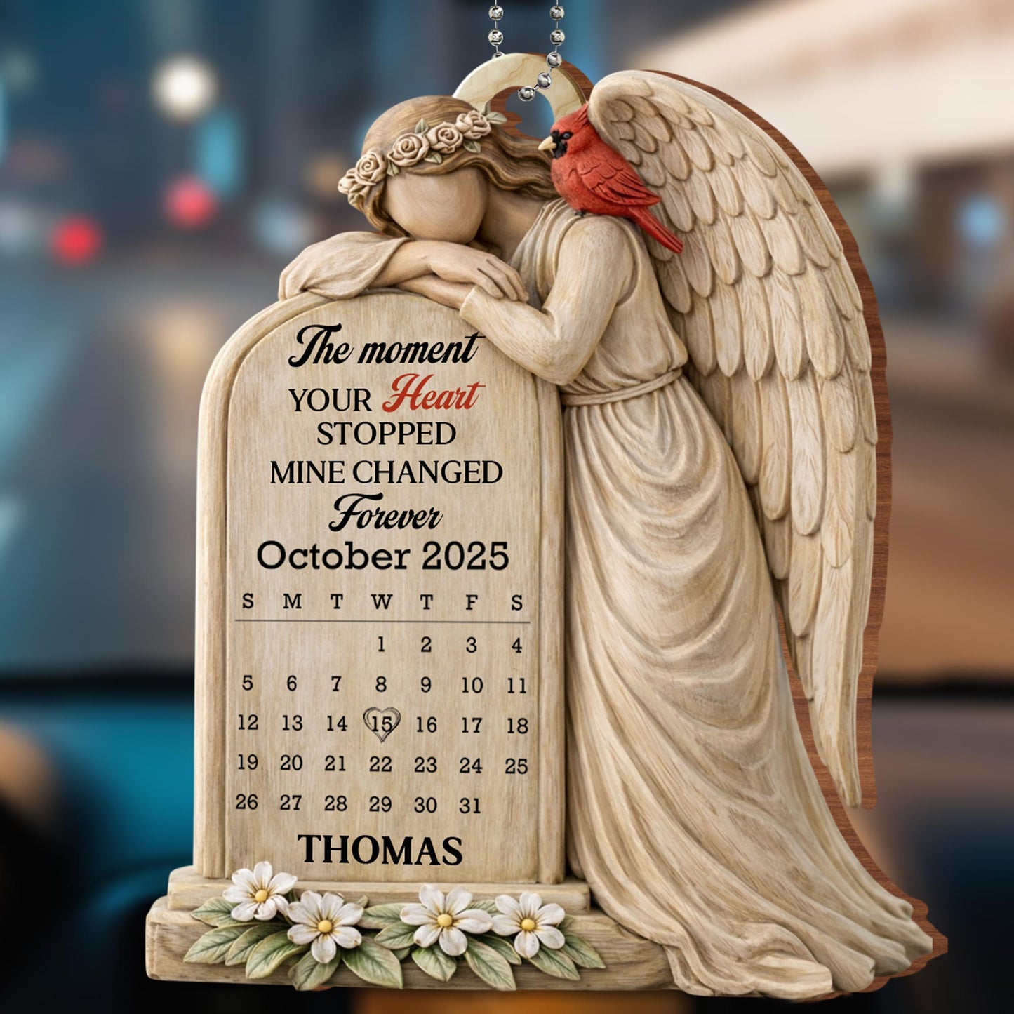 The Moment Your Heart Stopped, Angel And Cardinal Memorial Ornament