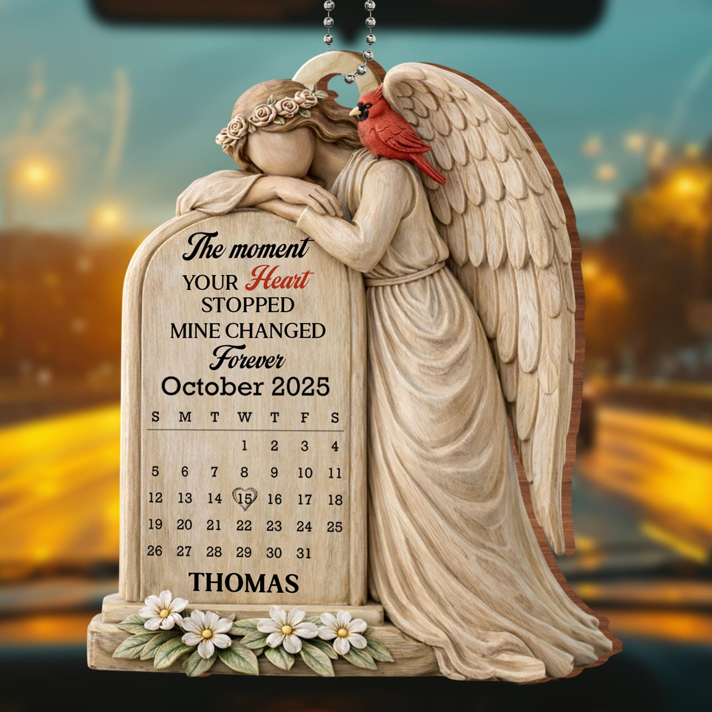 The Moment Your Heart Stopped, Angel And Cardinal Memorial Ornament