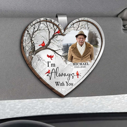 I'm Always With You, Cardinal Birds, Winter Trees - Personalized Custom Shaped Car Visor Clip - HME496_VIS