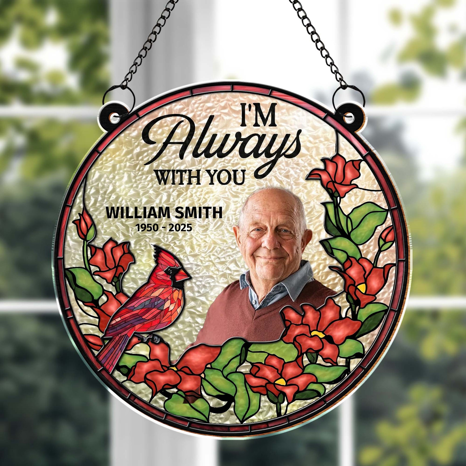 I'm Always With You Memorial Cardinal and Red Flowers