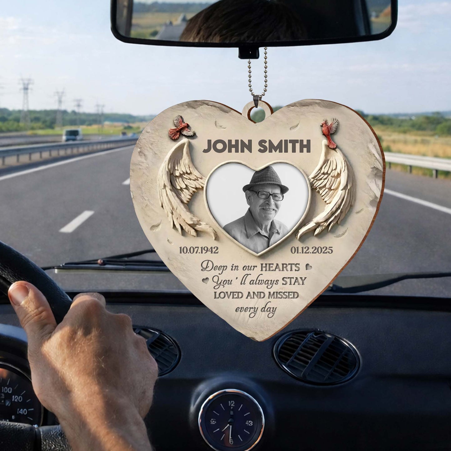 Deep in Our Hearts, Loved And Missed, Wings Heart Photo Frame