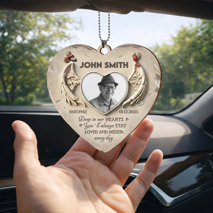 Deep in Our Hearts, Loved And Missed, Wings Heart Photo Frame