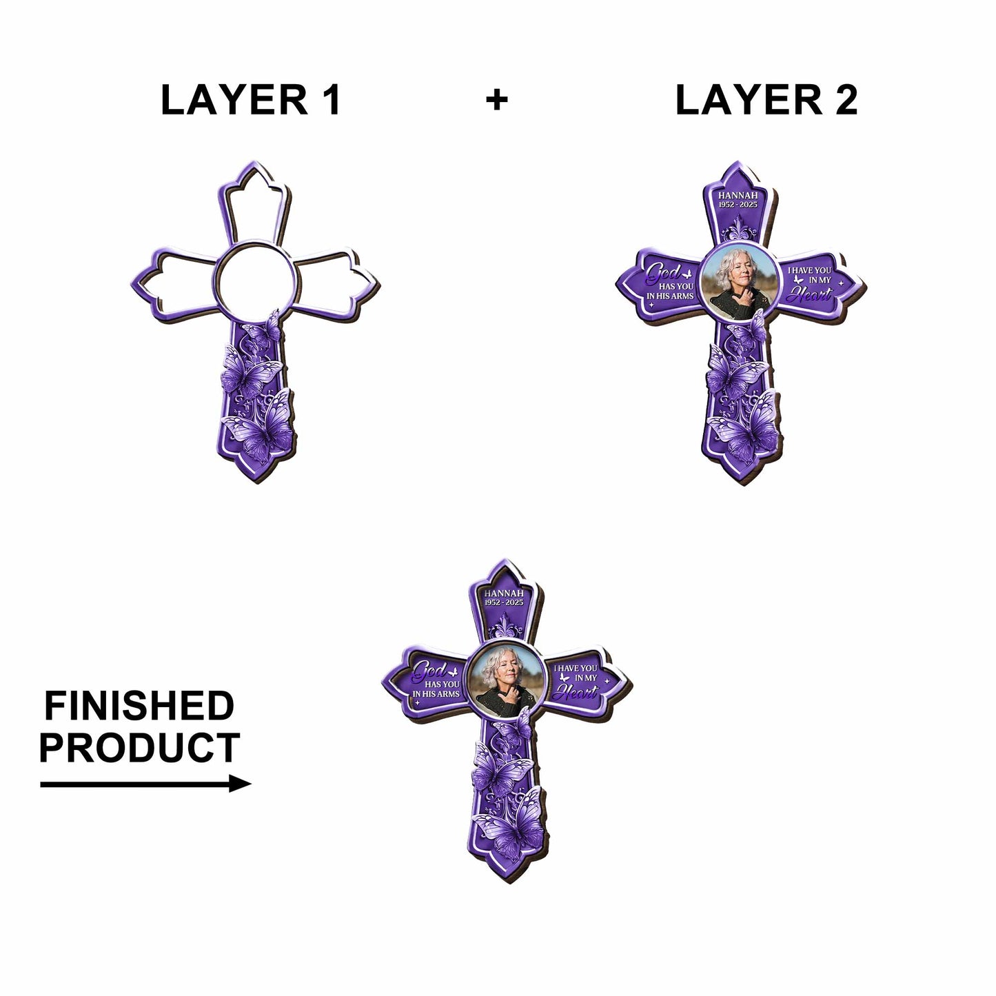 God Has You In His Arms, I Have You In My Heart Cross With Butterflies