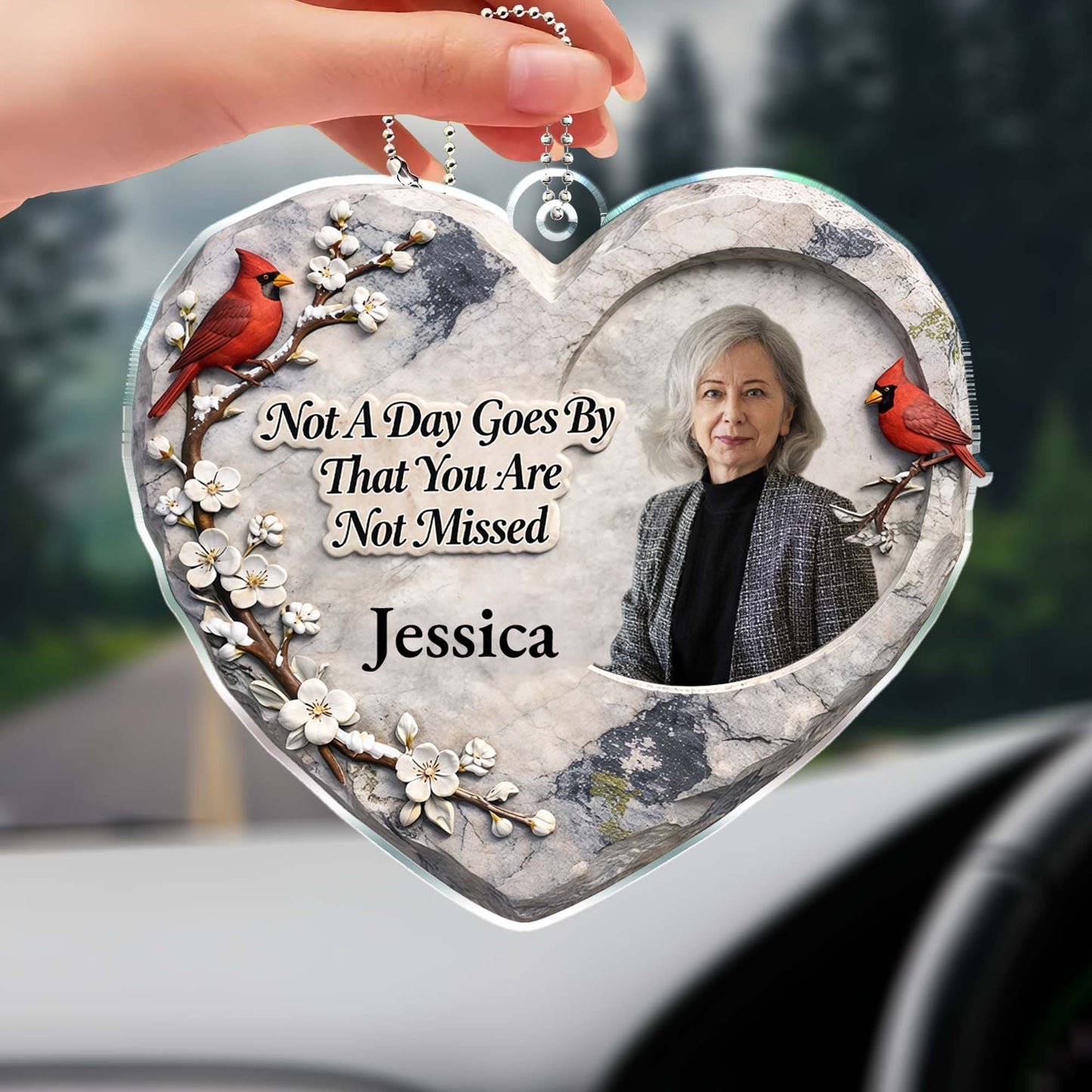 Not A Day Goes By That You Are Not Missed Cardinal Heart Ornament