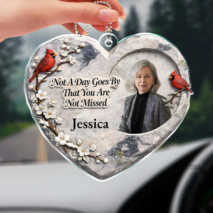 Not A Day Goes By That You Are Not Missed Cardinal Heart Ornament