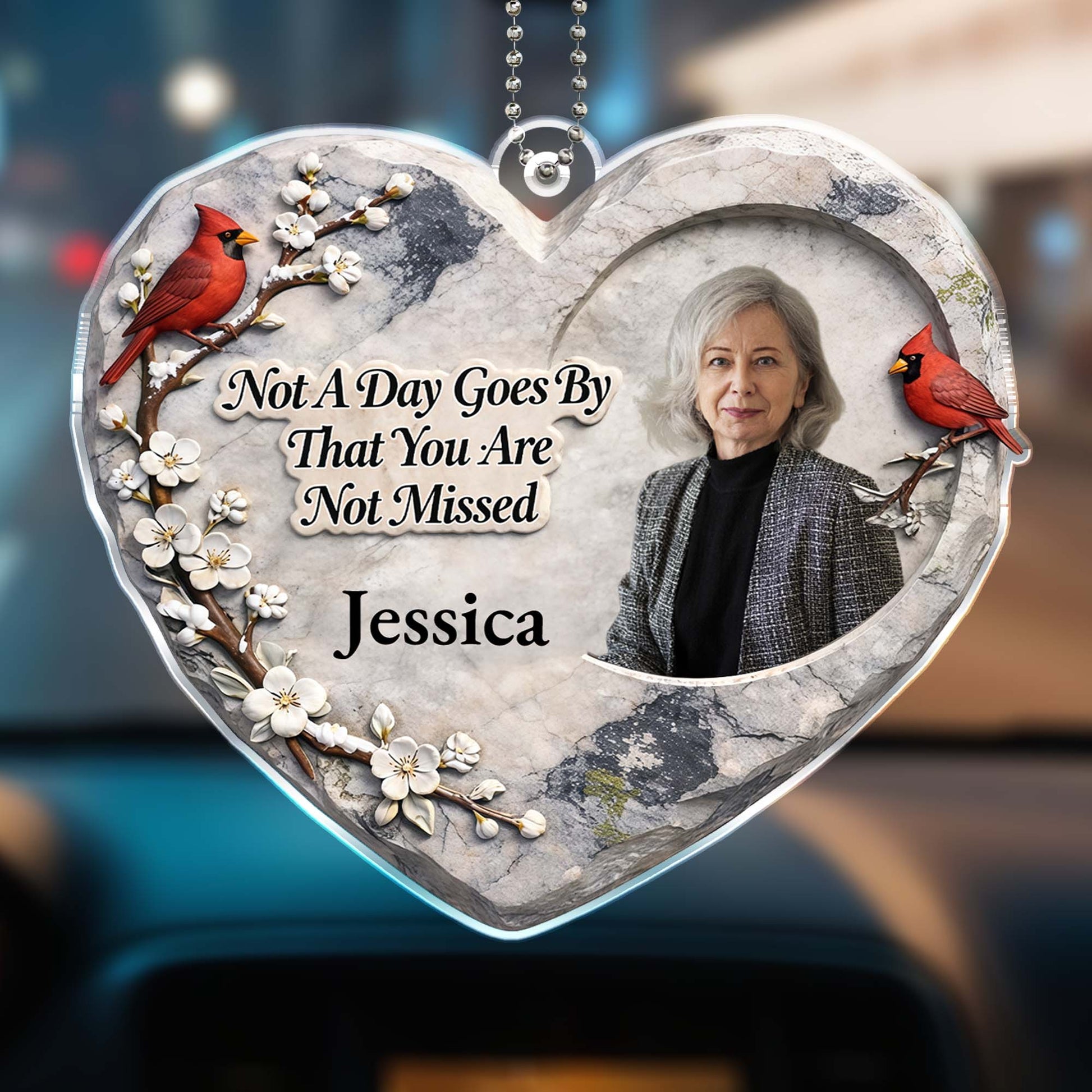 Not A Day Goes By That You Are Not Missed Cardinal Heart Ornament