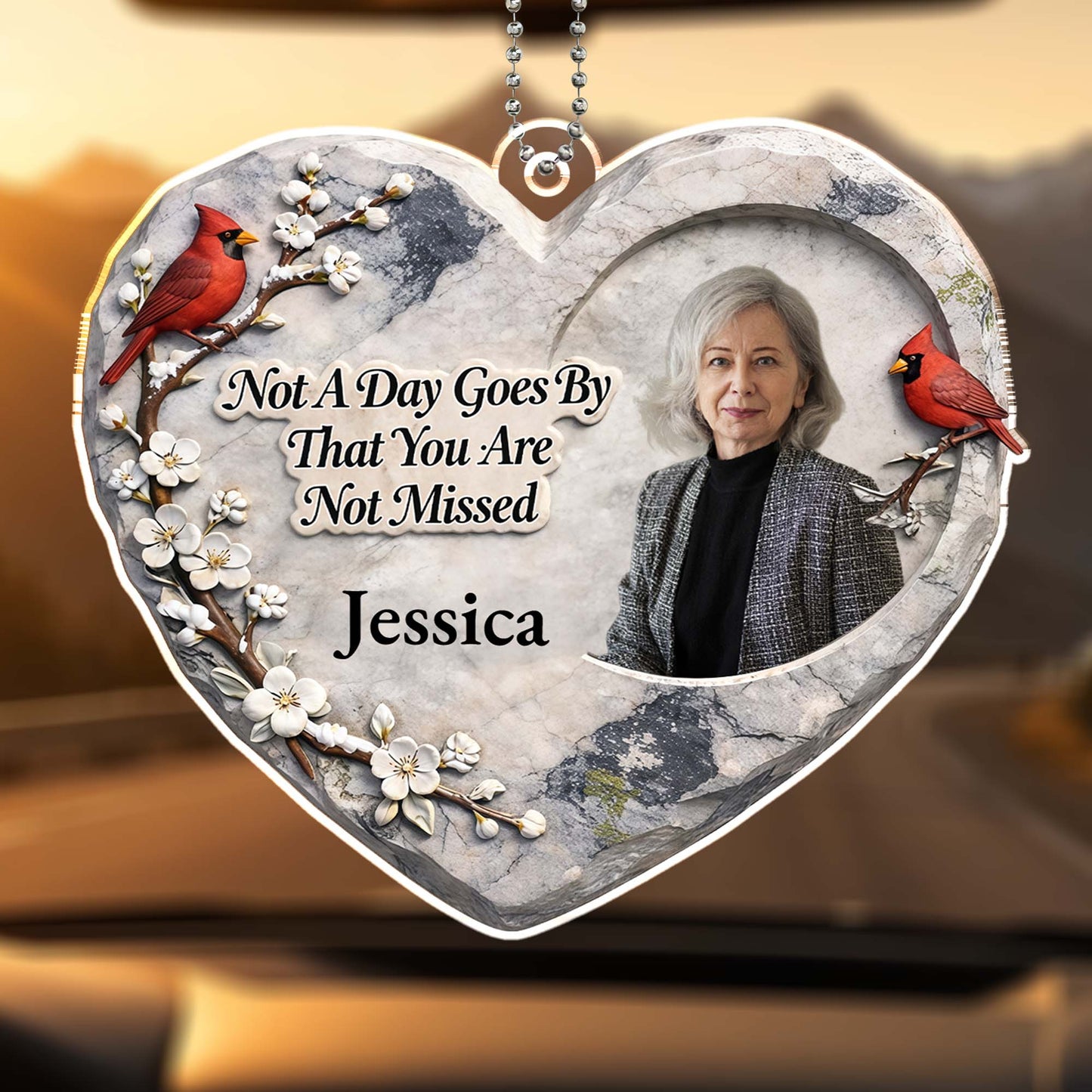 Not A Day Goes By That You Are Not Missed Cardinal Heart Ornament
