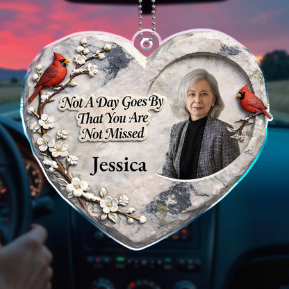 Not A Day Goes By That You Are Not Missed Cardinal Heart Ornament