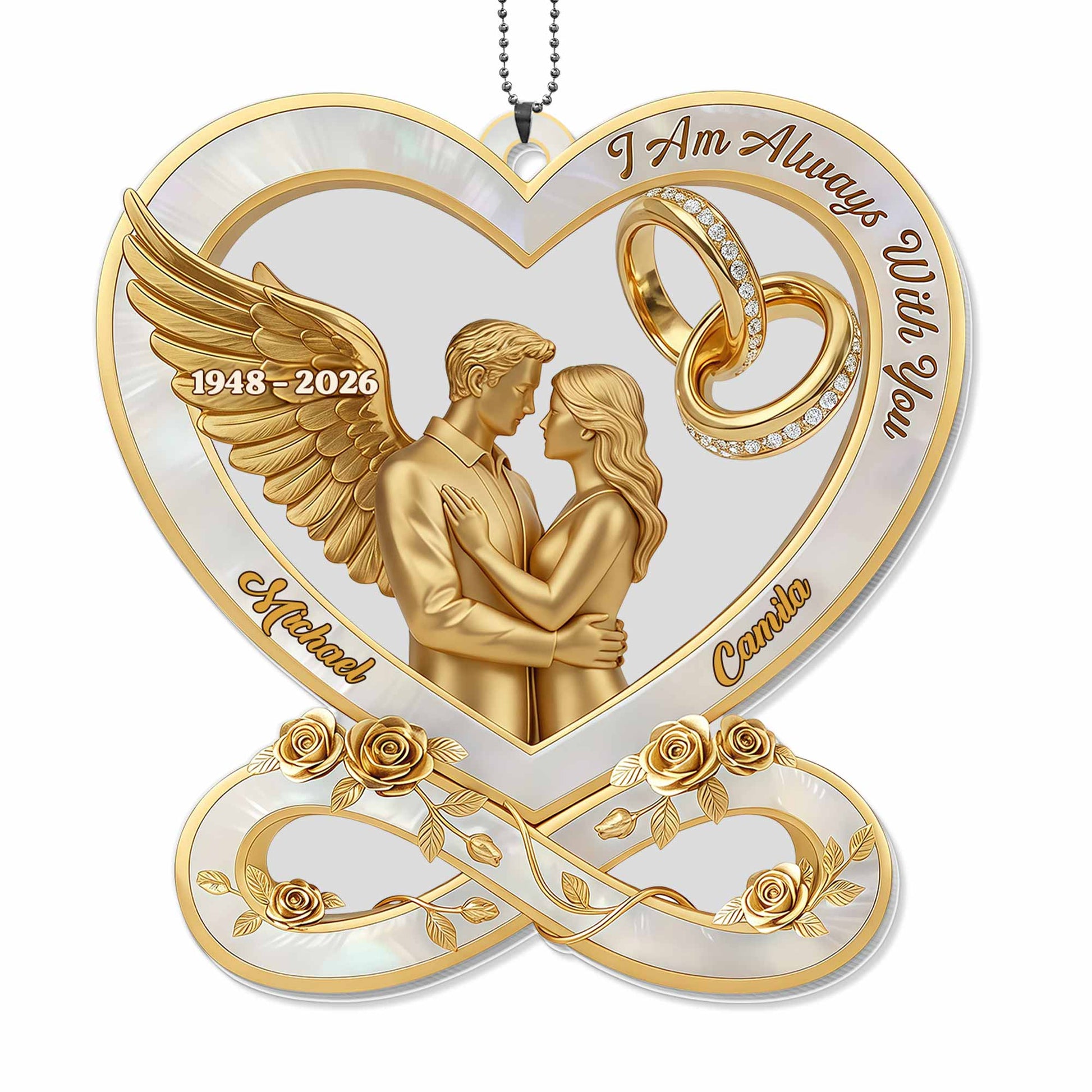 I Am Always With You Angel Wing Couple And Wedding Rings Heart
