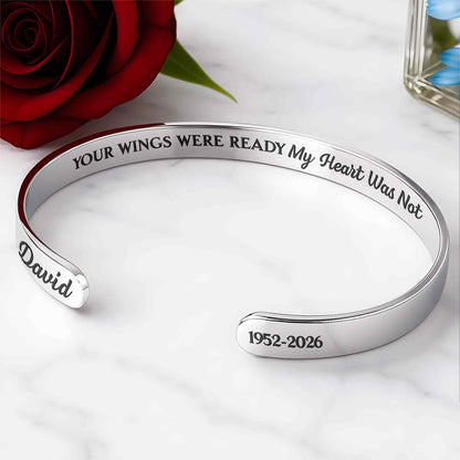 Your Wings Were Ready My Heart Was Not Hummingbird Memorial - Personalized Custom Bracelet Cuff - HME543_BCUF
