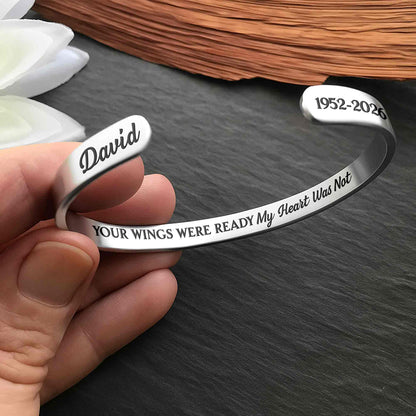 Your Wings Were Ready My Heart Was Not Hummingbird Memorial - Personalized Custom Bracelet Cuff - HME543_BCUF