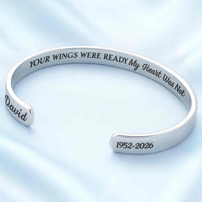 Your Wings Were Ready My Heart Was Not Hummingbird Memorial - Personalized Custom Bracelet Cuff - HME543_BCUF