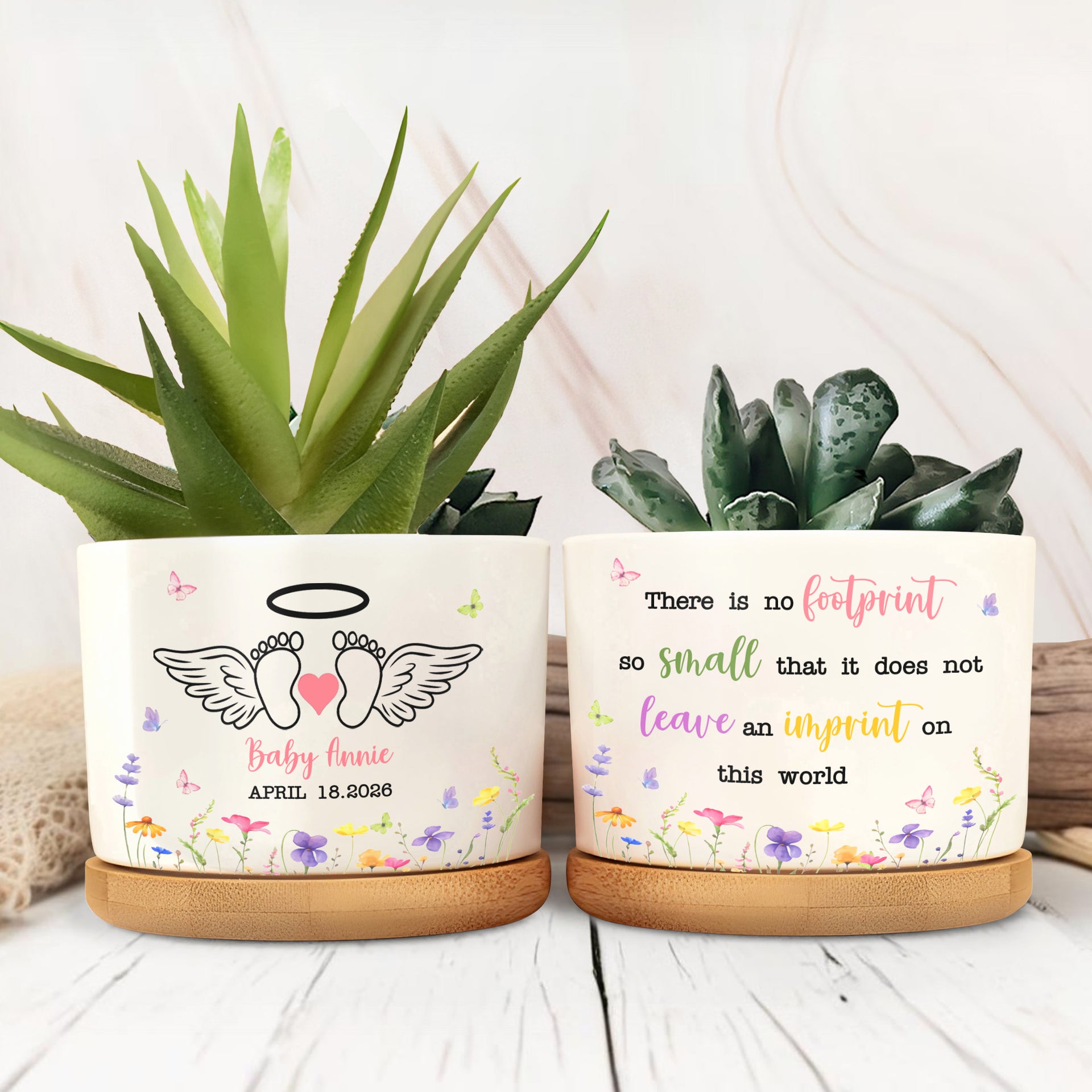customized plant pot There Is No Footprint, Personalized Ceramic Plant Pot, Memorial Gift – ALMAGEMS
