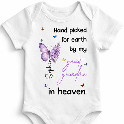 Hand Picked For Earth By My Great Grandma Flowers Butterflies - Personalized Custom Baby Onesie - HME620_ONES