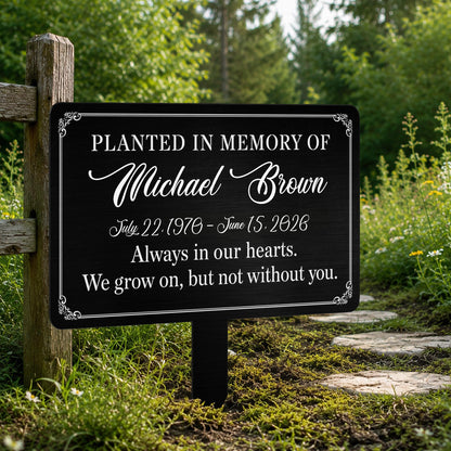 Planted In Memory Of Always In Our Hearts Garden Plaque - Personalized Metal Garden Stake - HME648_MEGSTA