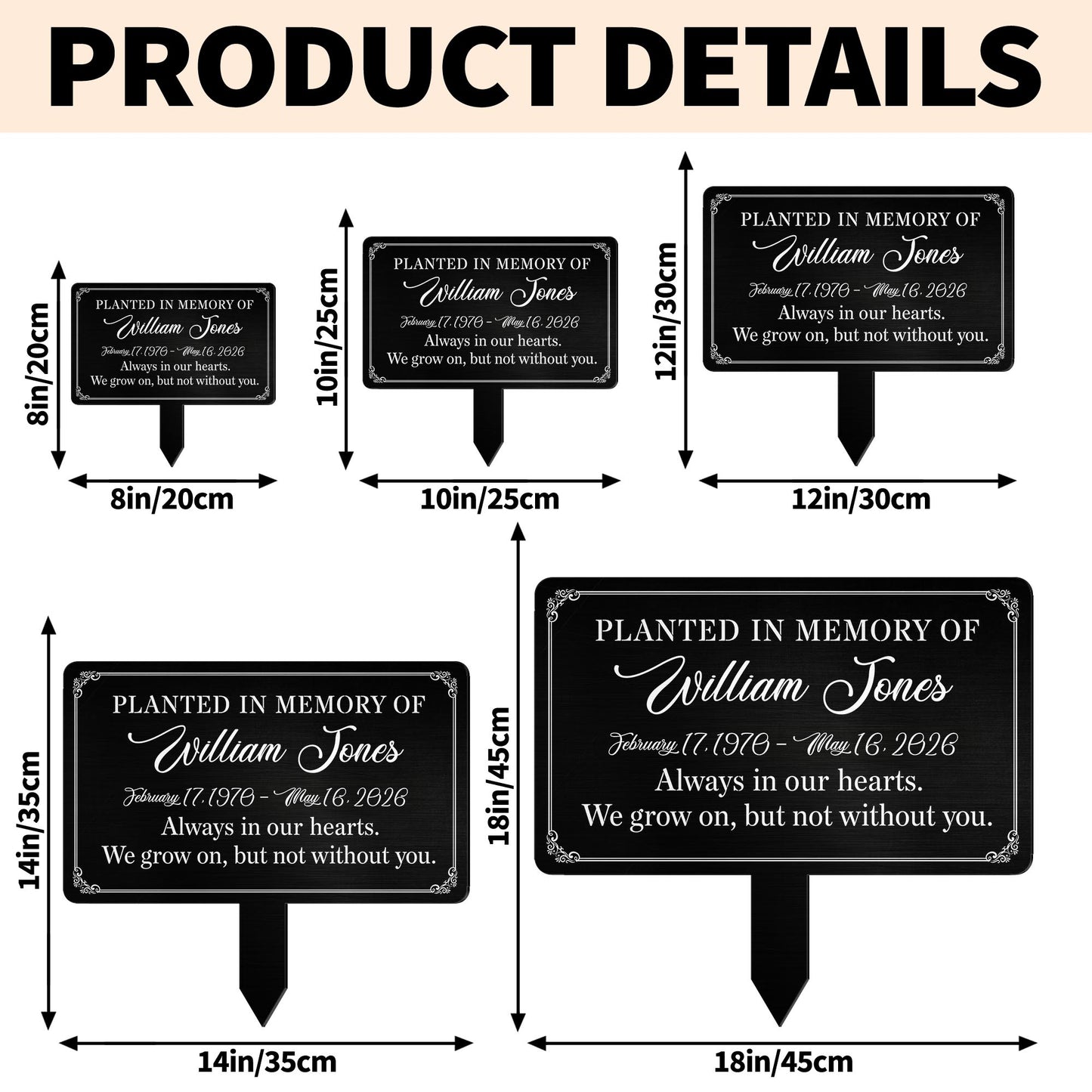 Planted In Memory Of Always In Our Hearts Garden Plaque - Personalized Metal Garden Stake - HME648_MEGSTA