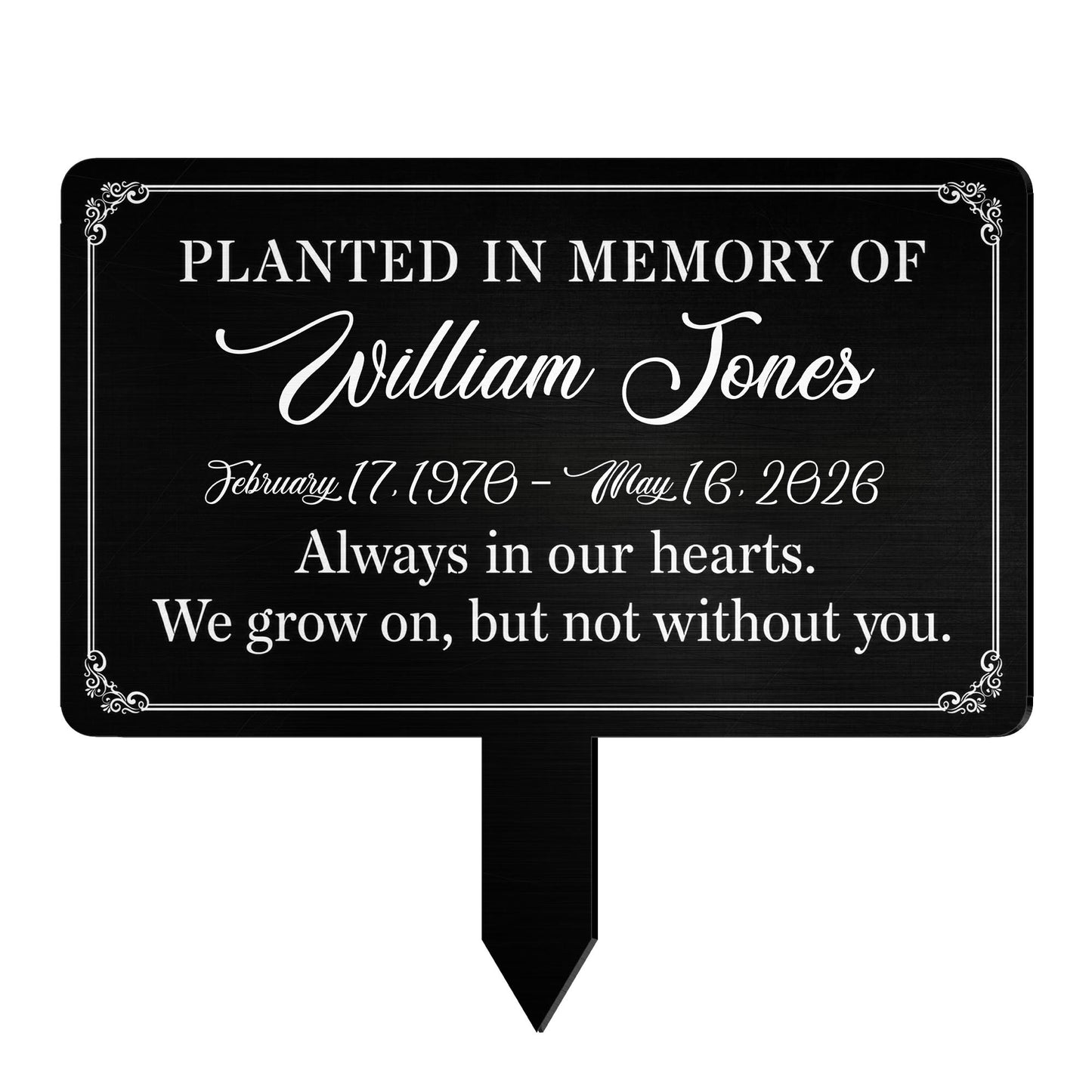 Planted In Memory Of Always In Our Hearts Garden Plaque - Personalized Metal Garden Stake - HME648_MEGSTA