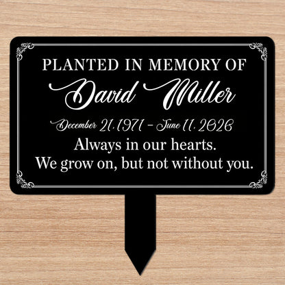 Planted In Memory Of Always In Our Hearts Garden Plaque - Personalized Metal Garden Stake - HME648_MEGSTA