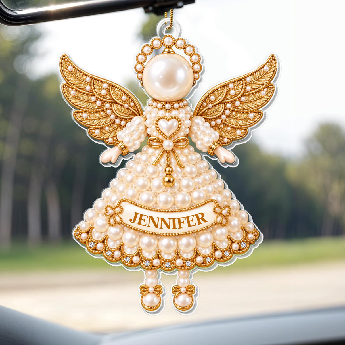 Personalized Pearl Angel Ornament With Wings And Halo - Personalized Custom Acrylic Ornament, Christmas Gift - HME726_ACO