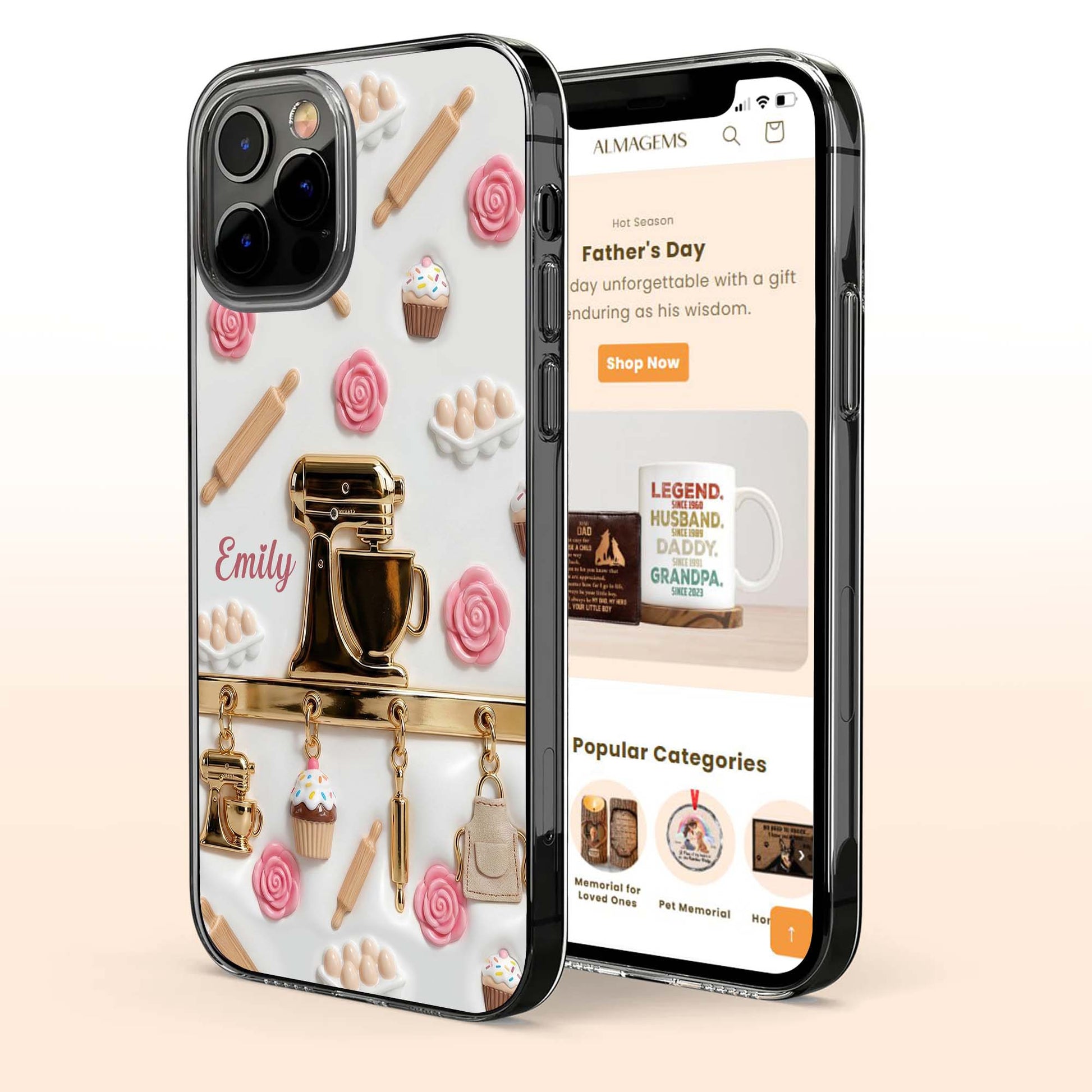 Baking Love With Kitchen Mixer And Cupcakes Design