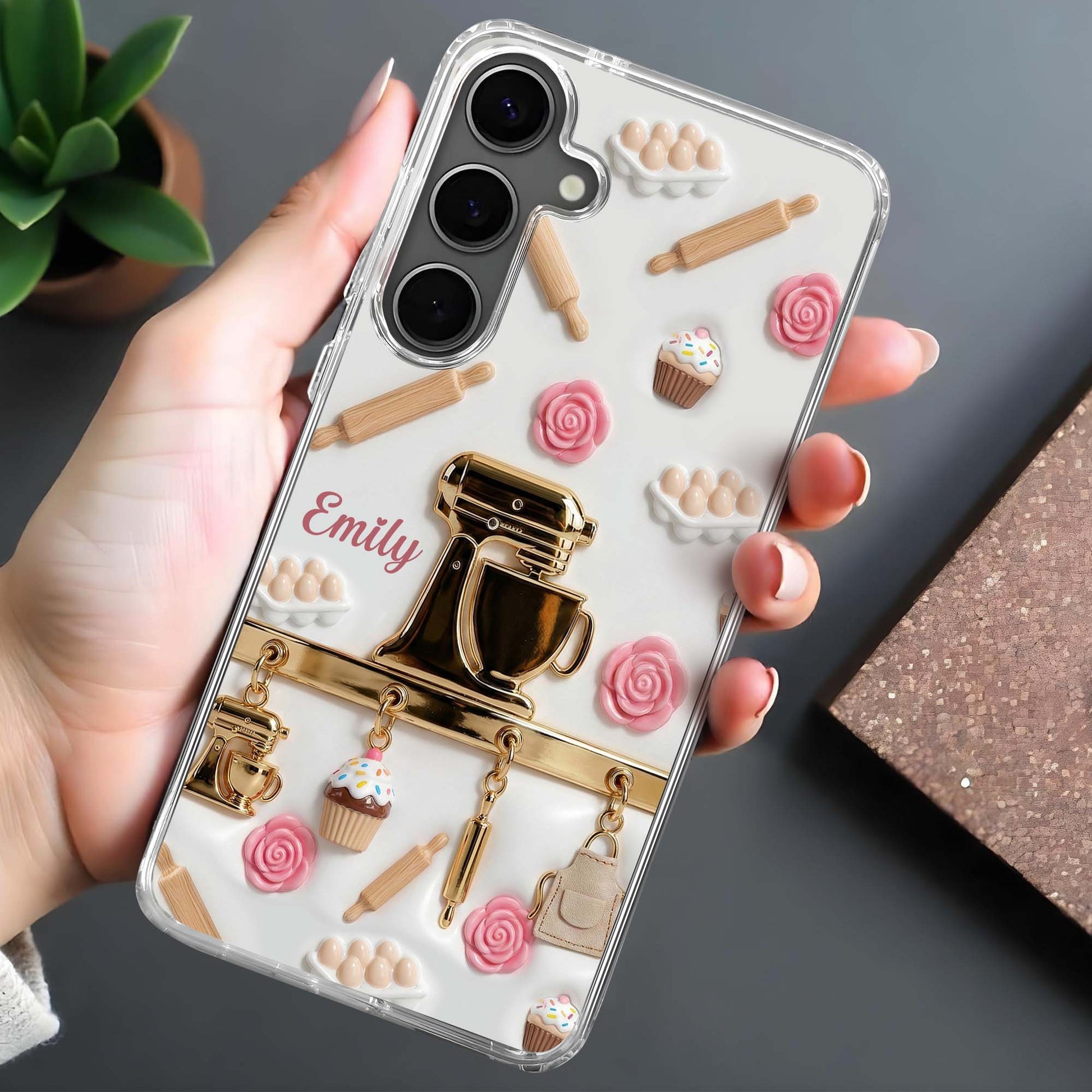 Baking Love With Kitchen Mixer And Cupcakes Design