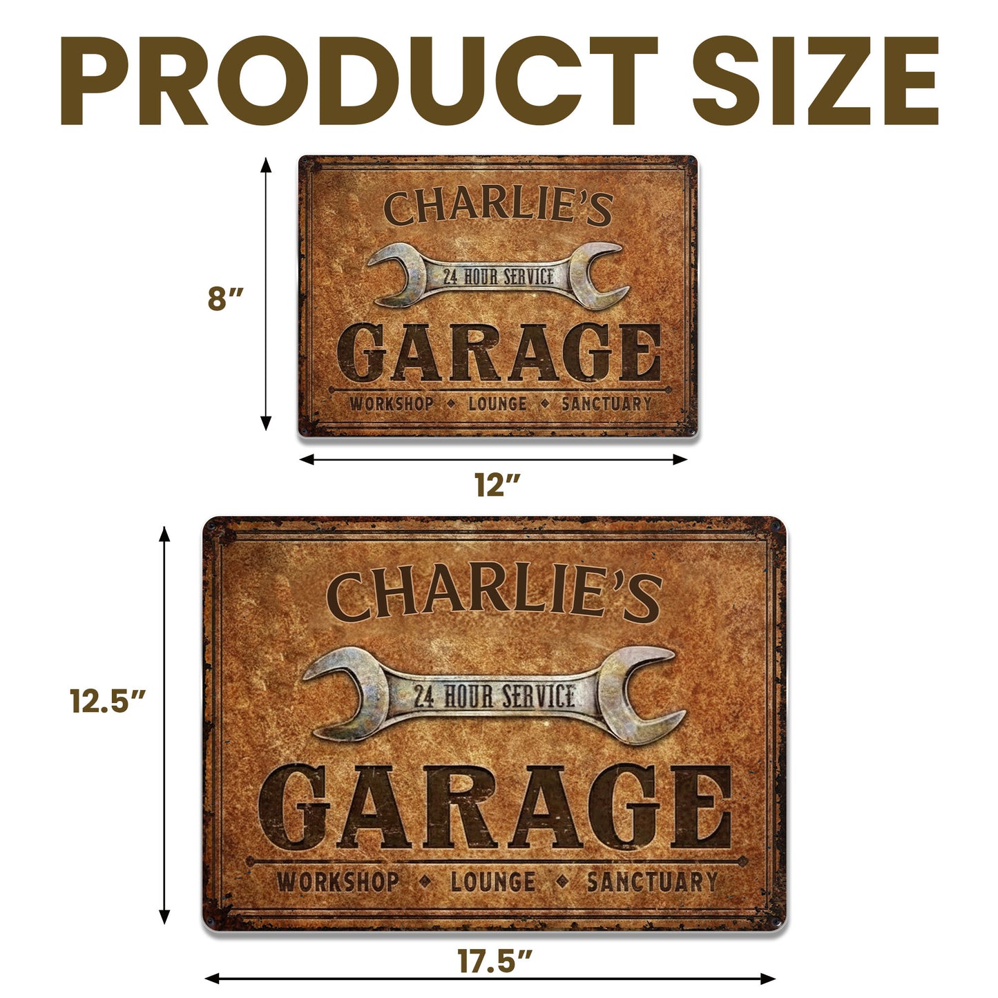 24 Hour Service Garage Lounge and Sanctuary - Personalized Metal Sign - HOB004_MSIGN