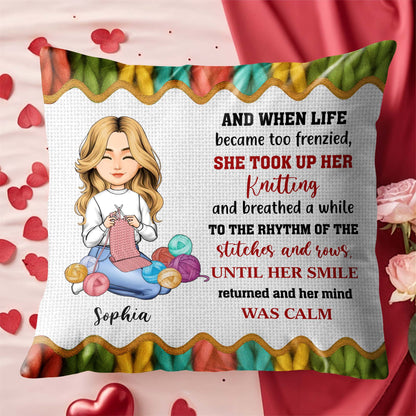 Took Up Her Knitting, Yarn Balls Pillow