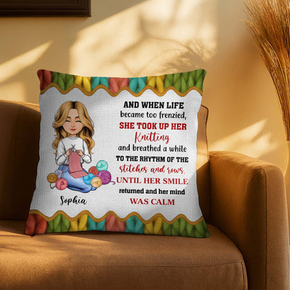 Took Up Her Knitting, Yarn Balls Pillow