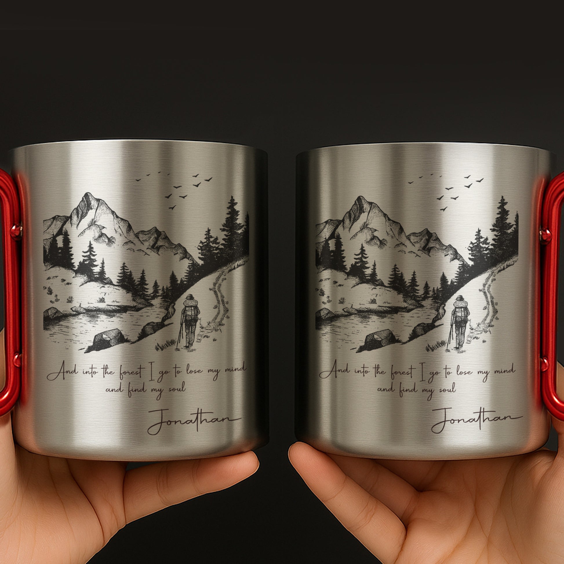 And Into The Forest I Go, Mountains And Hiker Design