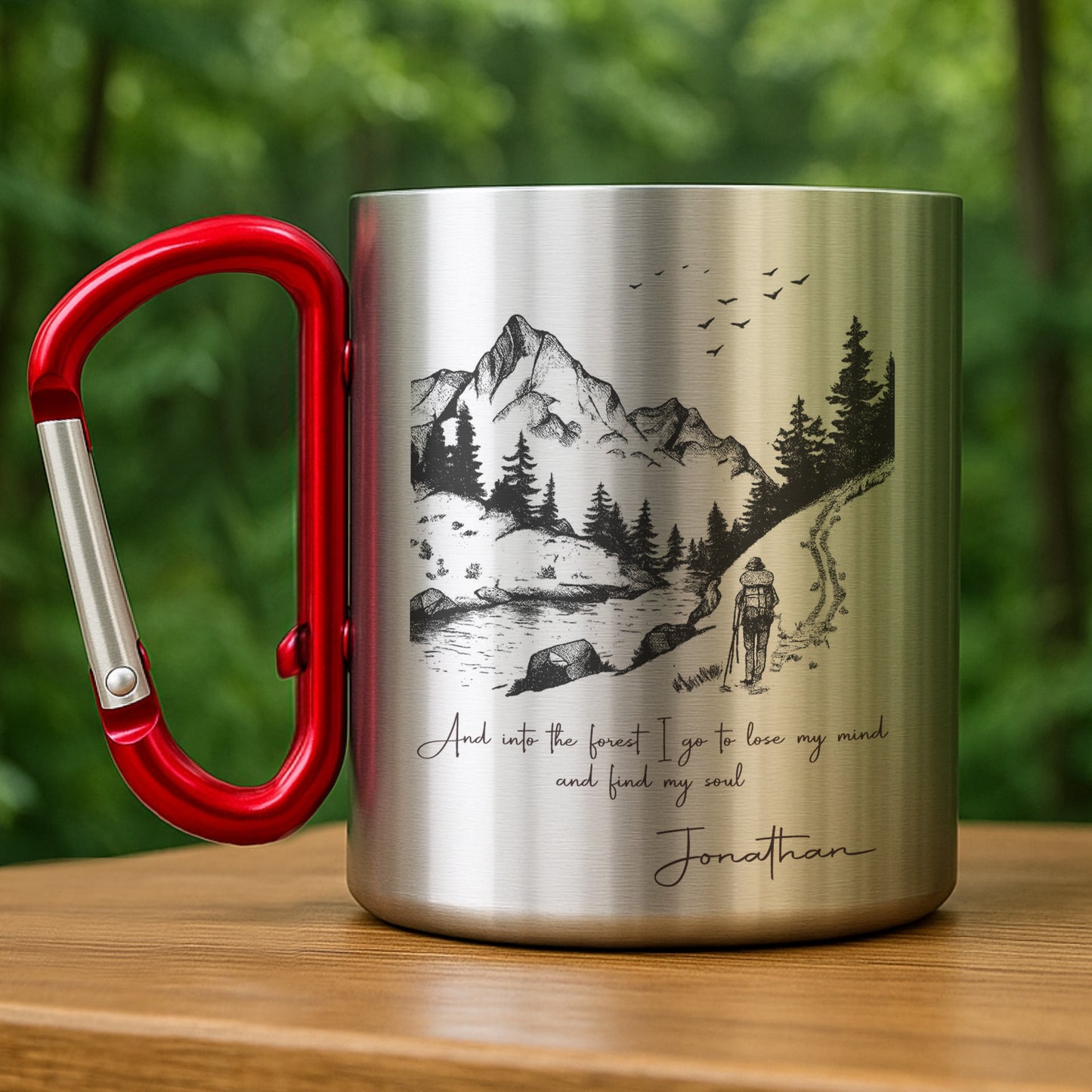 And Into The Forest I Go, Mountains And Hiker Design