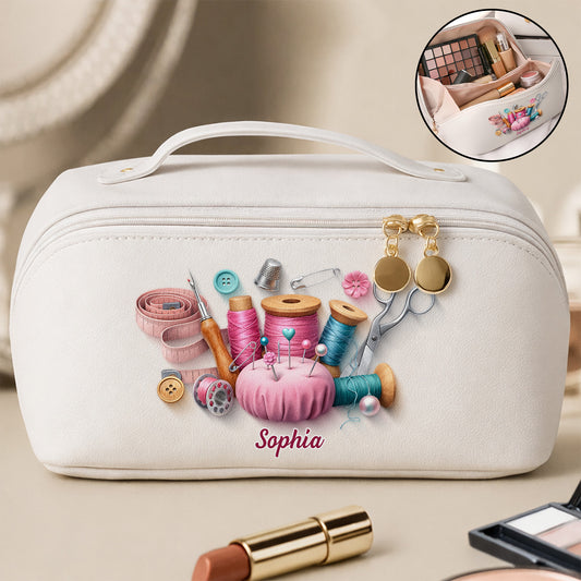 Customized Crafting Supplies Design - Personalized Leather Makeup Bag - HOB005_LMBAG