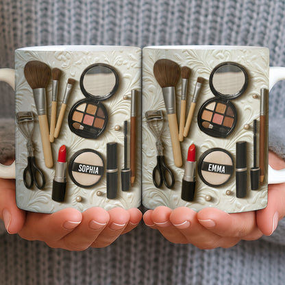Specially Designed Makeup Lover's Mug With Lipstick And Brushes