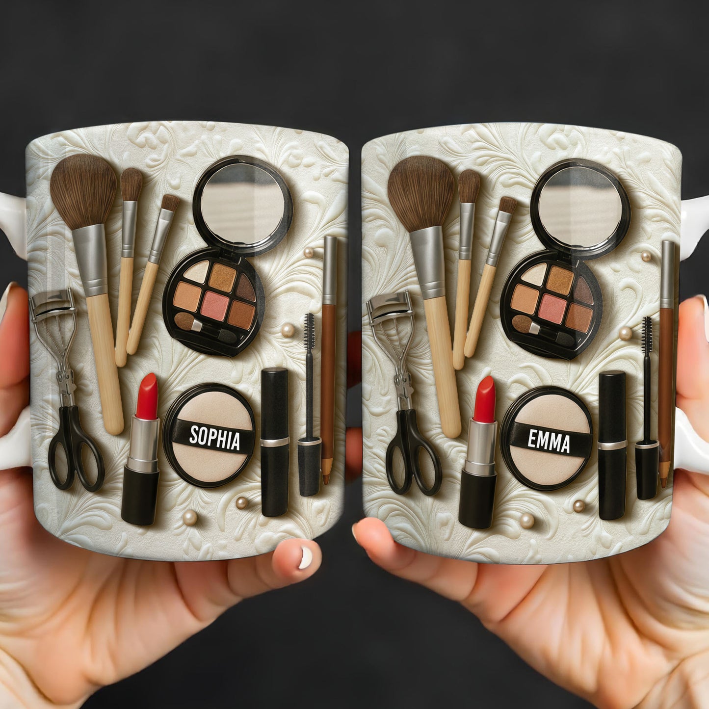 Specially Designed Makeup Lover's Mug With Lipstick And Brushes