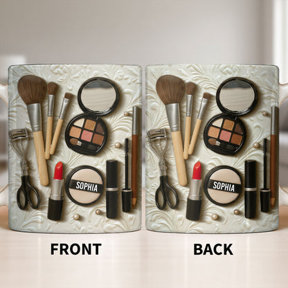Specially Designed Makeup Lover's Mug With Lipstick And Brushes
