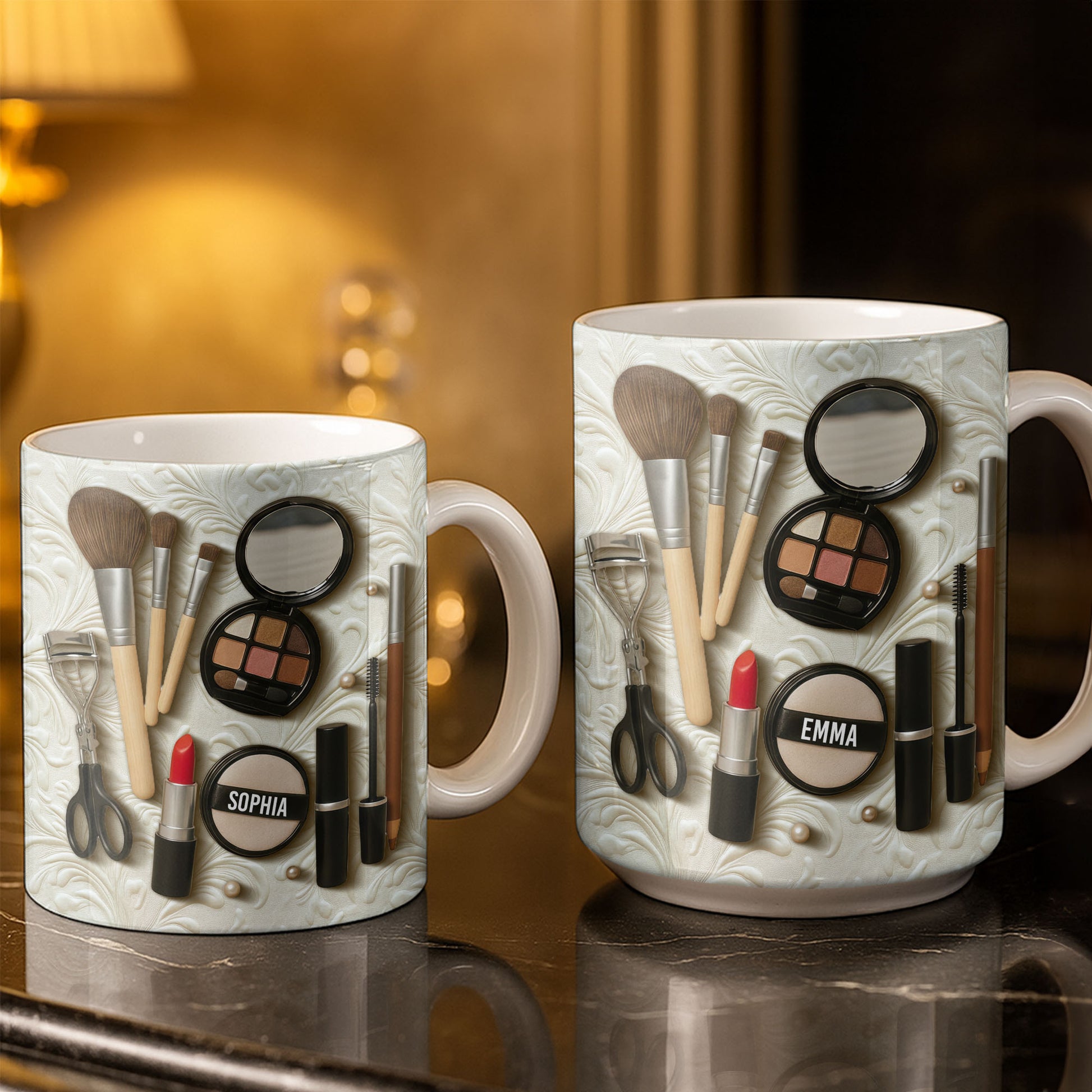 Specially Designed Makeup Lover's Mug With Lipstick And Brushes