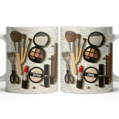 Specially Designed Makeup Lover's Mug With Lipstick And Brushes