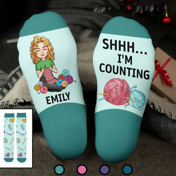 Shhh I'm Counting, Yarn Balls And Knitting Needles