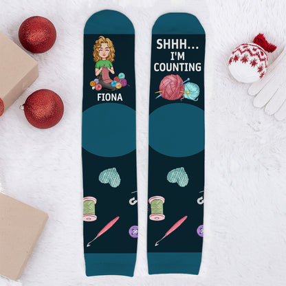 Shhh I'm Counting, Yarn Balls And Knitting Needles