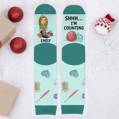 Shhh I'm Counting, Yarn Balls And Knitting Needles