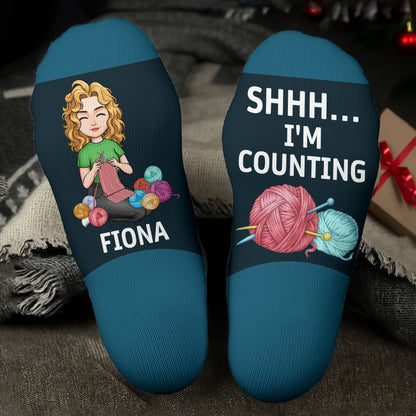 Shhh I'm Counting, Yarn Balls And Knitting Needles