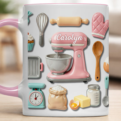 For The Love Of Baking, Mixer And Kitchen Tools Design - Personalized Custom Accent Mug - HOB008_AMUG