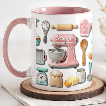For The Love Of Baking, Mixer And Kitchen Tools Design - Personalized Custom Accent Mug - HOB008_AMUG