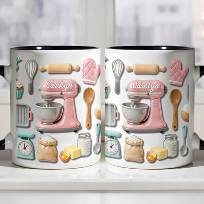 For The Love Of Baking, Mixer And Kitchen Tools Design - Personalized Custom Accent Mug - HOB008_AMUG
