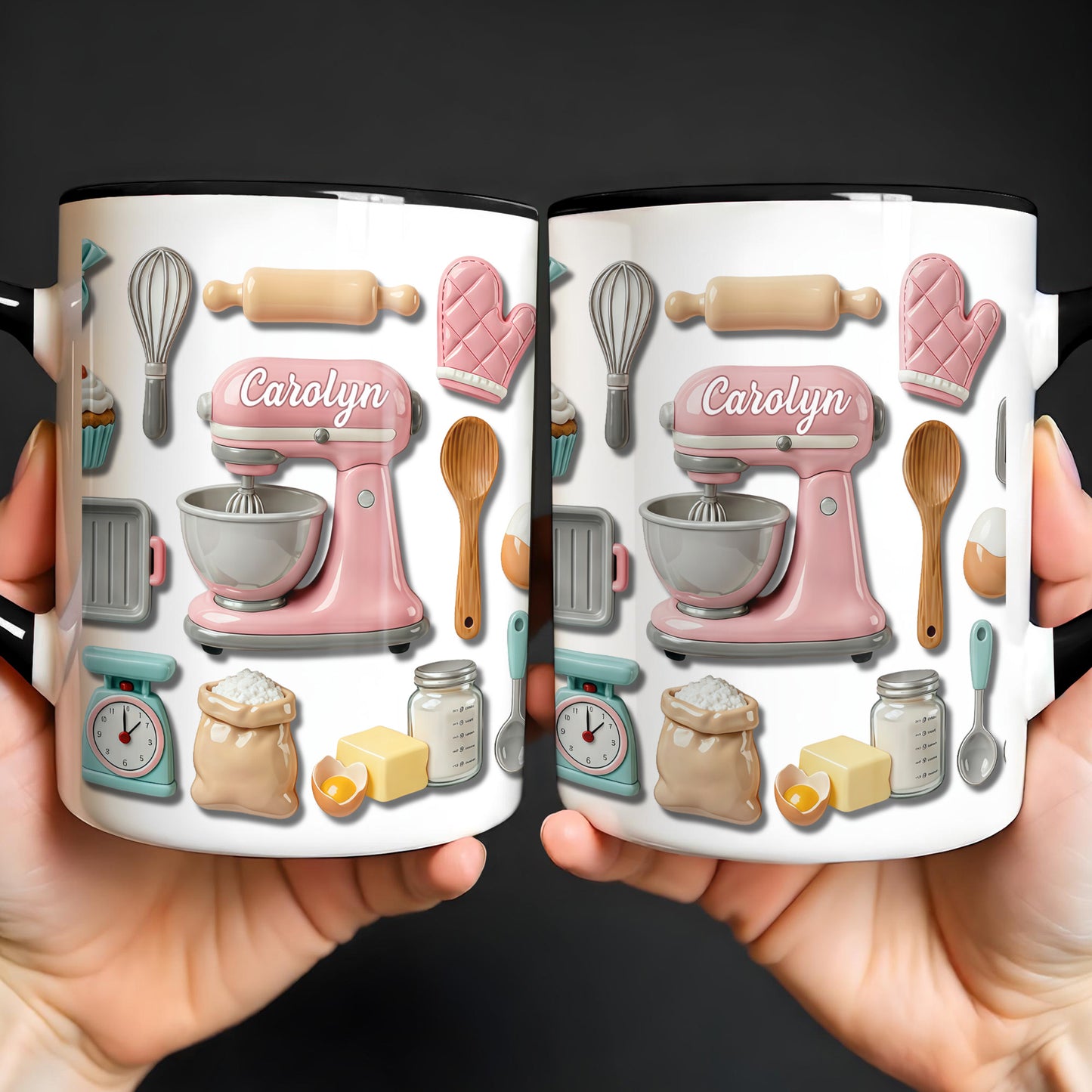 For The Love Of Baking, Mixer And Kitchen Tools Design - Personalized Custom Accent Mug - HOB008_AMUG