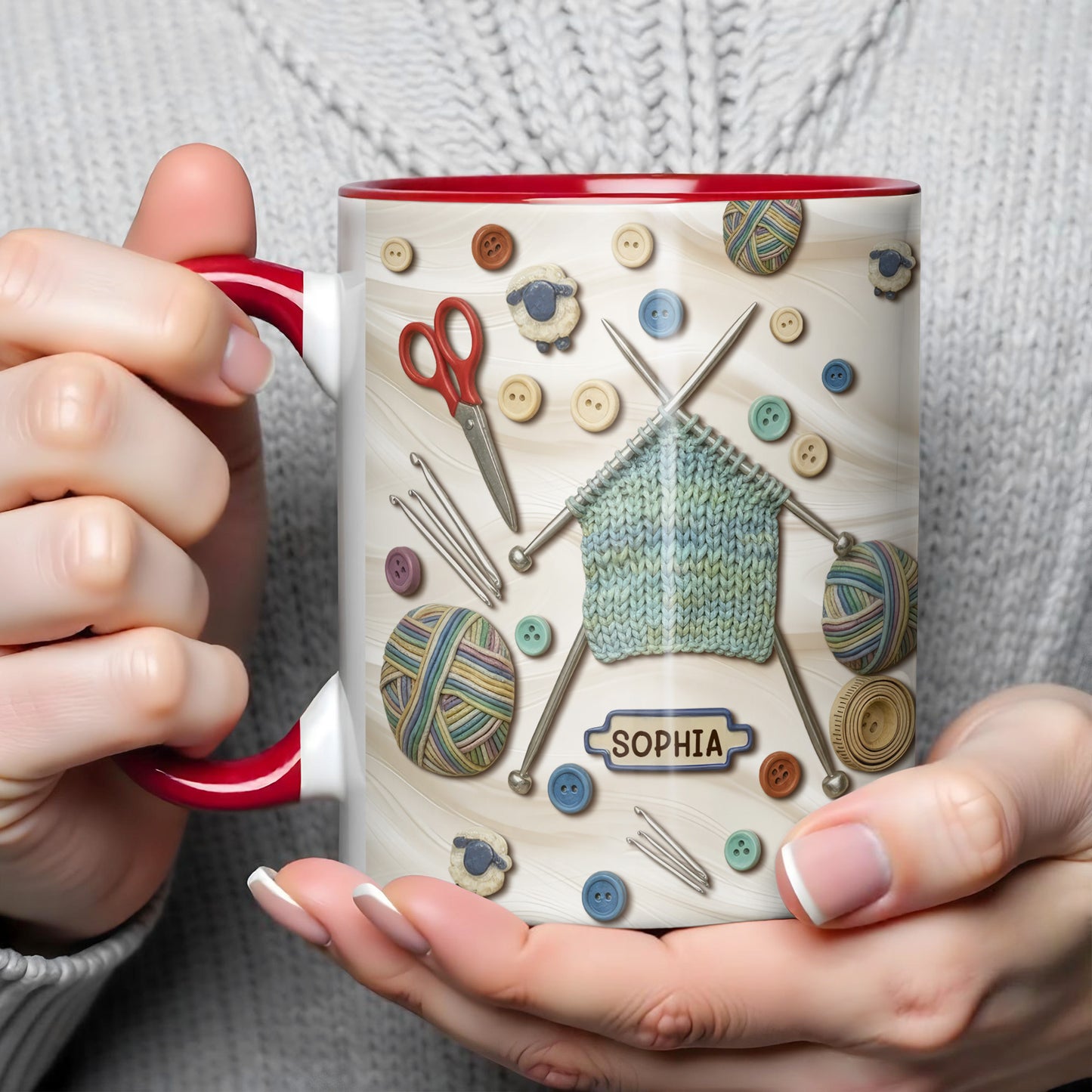 A Craft Lover's Perfect Companion With Buttons, Scissors, And Yarn