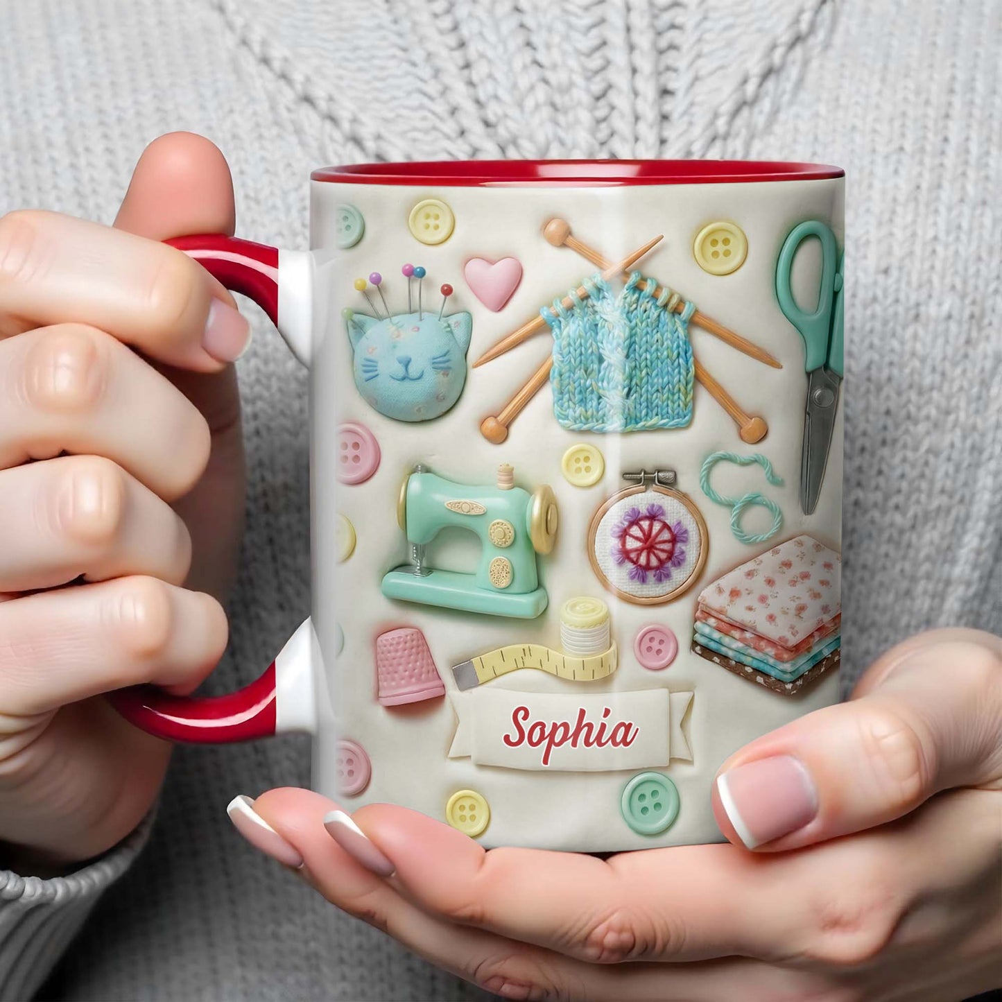 Craft Lovers Delight Featuring Buttons, Sewing Machine